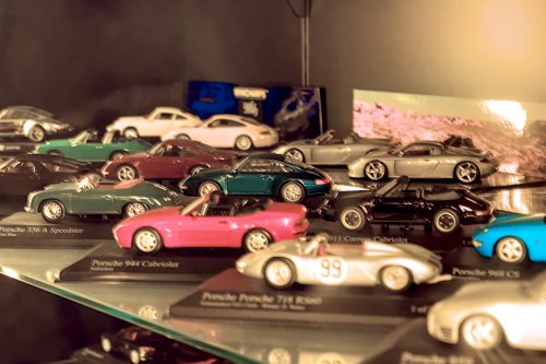 A collection of model Porsches