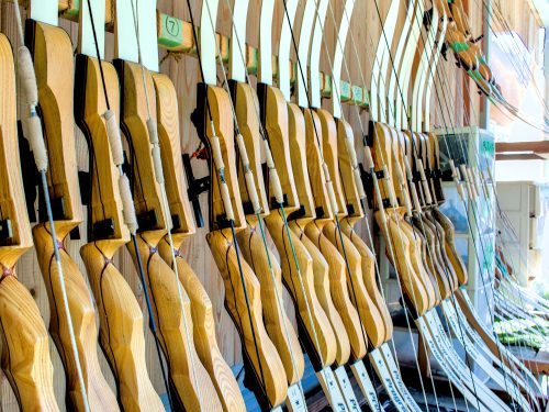 A rack of recurve bows